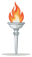 Stylized Torch with Bright Flames and Shadow
