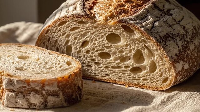 Artisan Sourdough Bread Close Up Macro Shot.