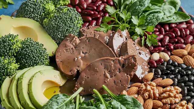 Mixed Delights Plate with Healthy Ingredients Sizzling in Harmony, Conceptualizing Wholesome Eating Experiences, Perfect for Stock Media Buyers Seeking Visuals that Convey Balance and Wellness.
