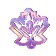 iridescent neon geometric maple leaf illustration png 3d glass maple leaf