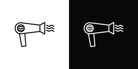 Blow dryer icons outline drawing. Editable stroke
