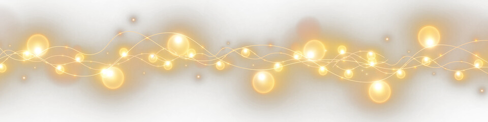 Christmas bulbs twinkle with gentle shine, festive garland string light PNG	
