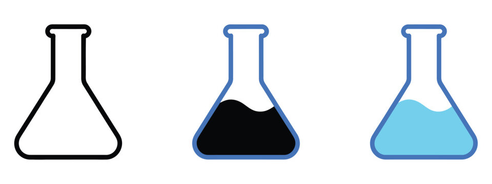 chemical flask icon vector, featuring science beakers, lab experiment tools, and research symbols for educational illustrations, scientific presentations, laboratory graphics, and modern chemistry des