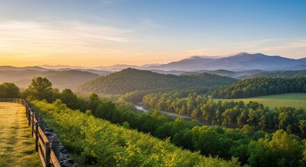 Naklejka premium Mountain Vista at Golden Sunrise Landscape