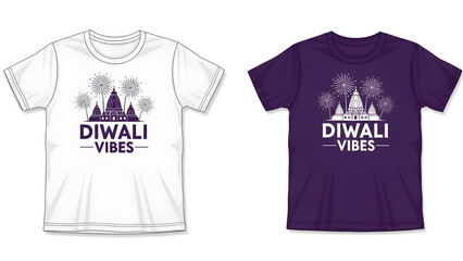 Diwali vibes t shirt design white and purple