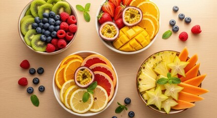 Vibrant Fruit Bowls: Healthy Breakfast Arrangement