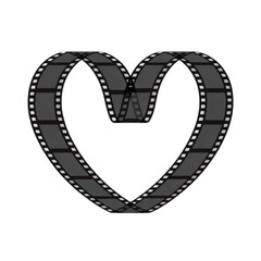 Fototapeta premium Heart shaped film reel symbol expressing love for cinema and movies on white background