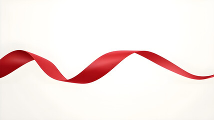 a sinuous red ribbon elegantly curves across a stark white background creating a visually striking and simple composition