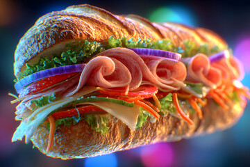 Gourmet Submarine Sandwich with Selective Focus