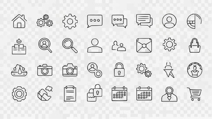 Collection of outline style web icons for user interface design use brazil ceara