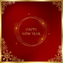 gold, shiny happy new year background and greeting card vector illustration