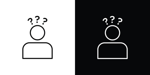 Curious human icons outline drawing. Editable stroke