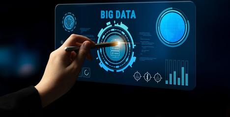 Big Data analytics technology for business intelligence and insights. A concept of processing and...