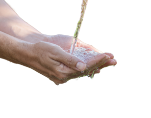 woman hand with soap bubbles