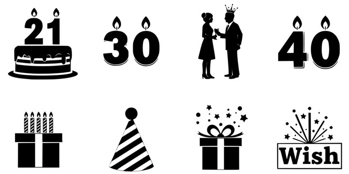 Milestone Birthday Cake Number Vector Silhouette