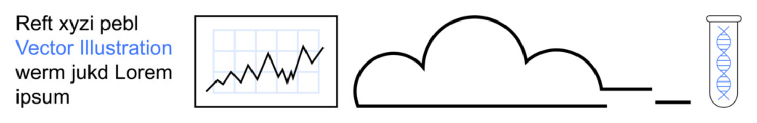 Technology, science, data analytics, cloud storage, research, and connectivity. A data graph, cloud diagram and lab test tube illustrate technological and scientific . Data analytics and cloud