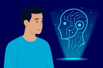 Human-AI Interaction
This symbolizes human interaction with artificial intelligence, future technologies, and the harmonious coexistence of humans and intelligent systems