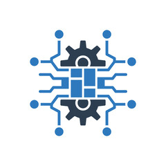 Technology Icon - AI Chip With Gear Icon