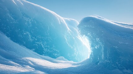 Majestic ice formation in sunlight capturing winter serenity and natural beauty