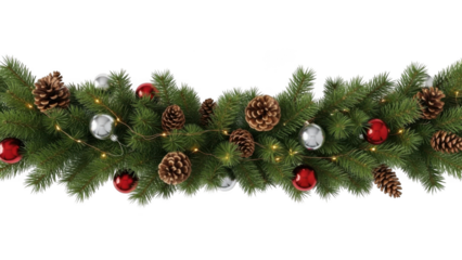 Garland with christmas pinecones and baubles
