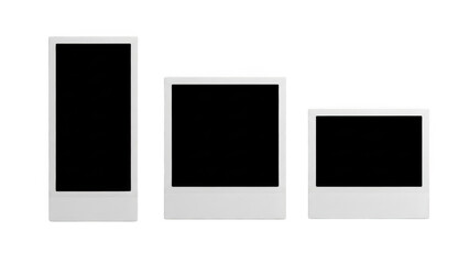 Instant photo frames on black background