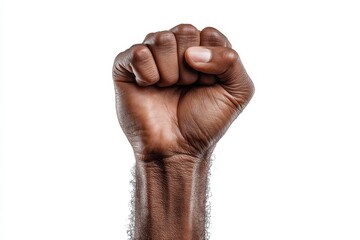 Symbolic Fist Raised Against White Background: A Representation of Power, Equality, and Unity in the Fight Against Racism