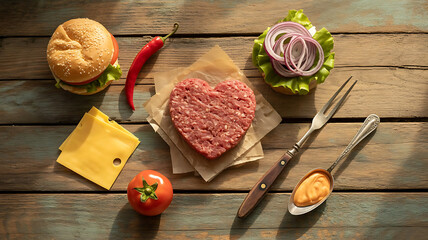 heart shaped cookies on wooden table image