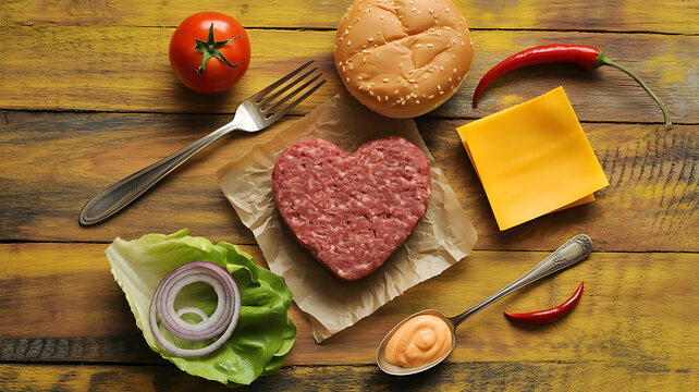 heart shaped cookies on wooden table image background - Powered by Adobe