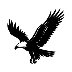 Naklejka premium Black vector eagle in flight