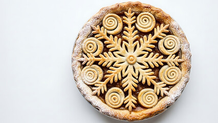 Pie with a snowflake mandala crust.