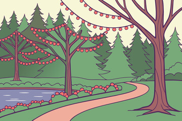 Fototapeta premium Vancouver Christmas lights in Stanley Park