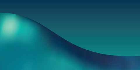 Abstract background with smooth teal and dark blue gradient wave shape and soft light highlight