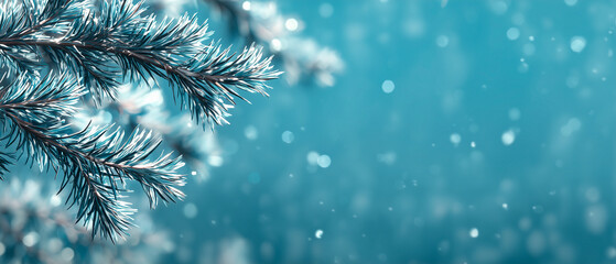 Clean minimal corporate holiday banner with subtle fir branches and elegant gold accents. Modern professional layout with wide negative space for business messaging.