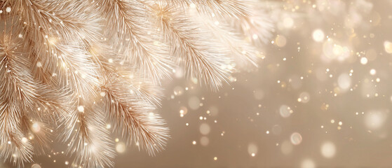 Clean minimal corporate holiday banner with subtle fir branches and elegant gold accents. Modern professional layout with wide negative space for business messaging.