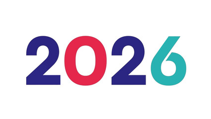 Colorful number 2026 logo design for the New Year. Modern vector illustration with vibrant typography isolated on a white background