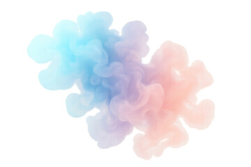 Colorful pastel smoke cloud creating an abstract gradient ink effect on transparent background
