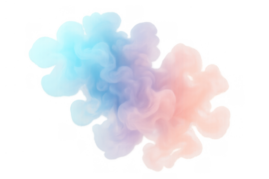 Colorful pastel smoke cloud creating an abstract gradient ink effect on transparent background - Powered by Adobe