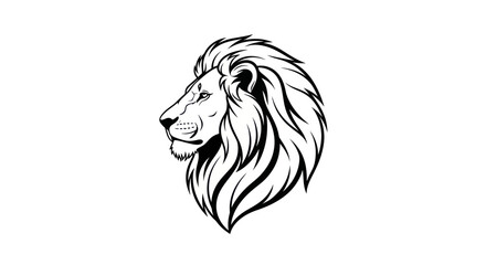 Majestic Lion Head Profile with Detailed Mane Illustration.