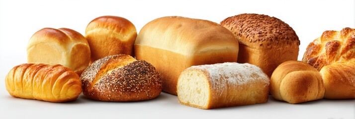 Variety of Fresh Bakery Delights Featuring Loafs of Bread and Delicious Buns for Breakfast