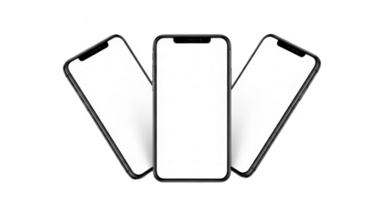 Smartphone mockup displays with empty screens