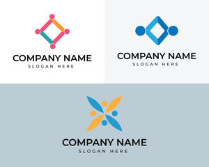 Three abstract geometric logos with company name and slogan placeholders vector