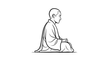 Monk in deep meditation peaceful pose serene contemplation spiritual practice.