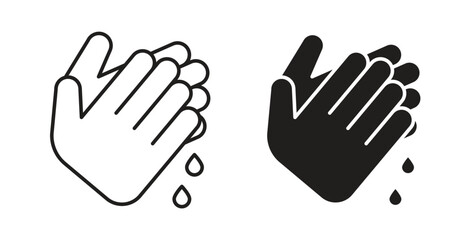Obraz premium Wash hands icons, vector symbols. filled flat sign