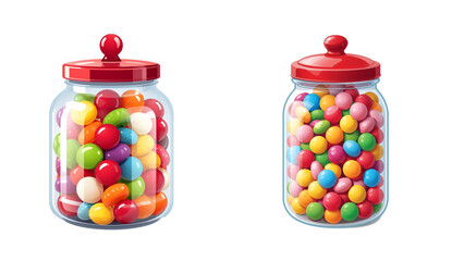 Transparent Christmas candy jar with colorful treats, glossy 3D decorative style, smooth gradients, and festive holiday charm for premium designs isolated transparent background, editable vector art