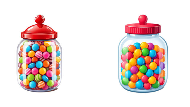 Transparent Christmas candy jar with colorful treats, glossy 3D decorative style, smooth gradients, and festive holiday charm for premium designs isolated transparent background, editable vector art