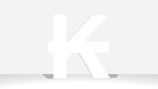 Perspective projections 3d Lao Kip Sign character model icons on white background.  High detailed 3d Lao Kip character. Animated Video