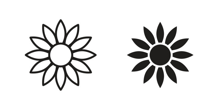 Sunflower icon on white background. Stock vector icon