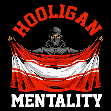 vector of ultras hooligan casual ultras football soccer supporter with flag