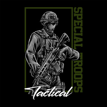 tactical army troops with weapon gun force military