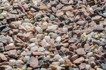 Gravel rubble.Small stones for landscaping in the garden.